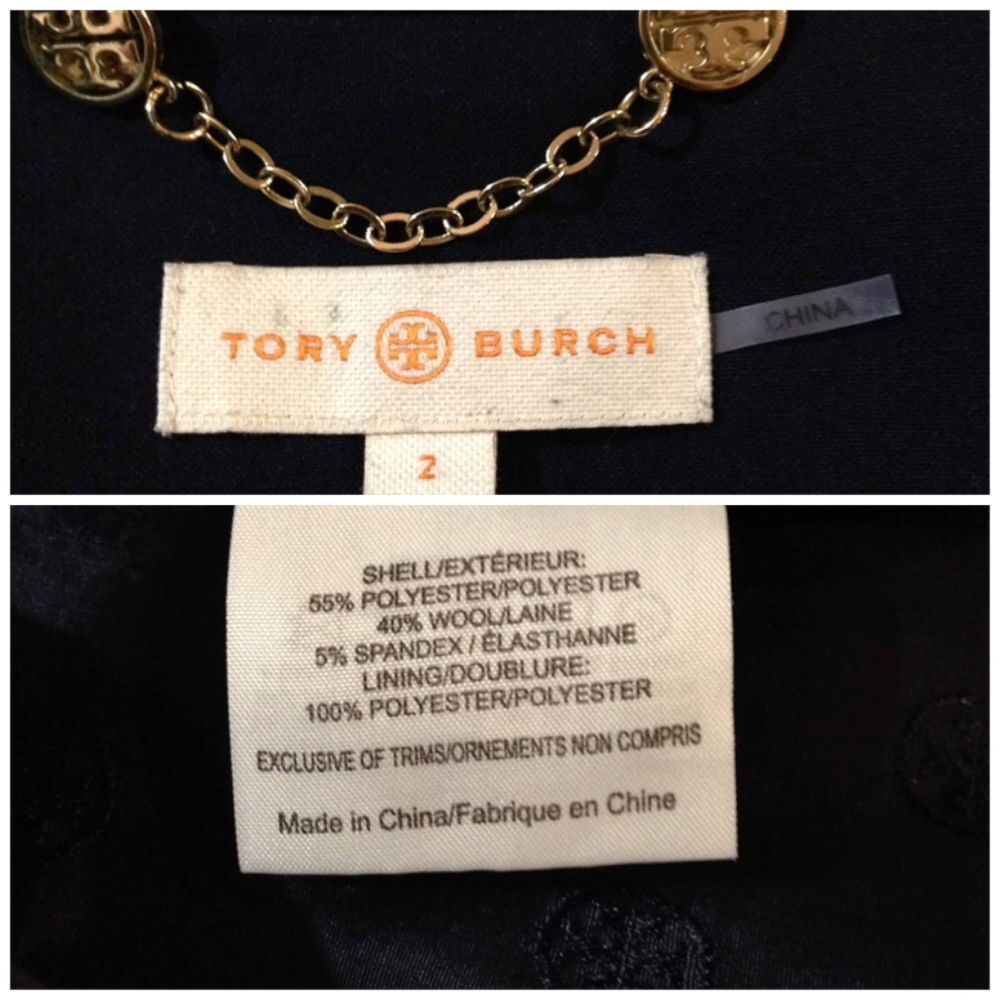 Tory Burch Navy Two Button Blazer Size 2 - Picture 7 of 8